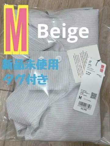 유니클로C 코튼 스탠드 카라 셔츠 자켓 스트랩 베이지 M