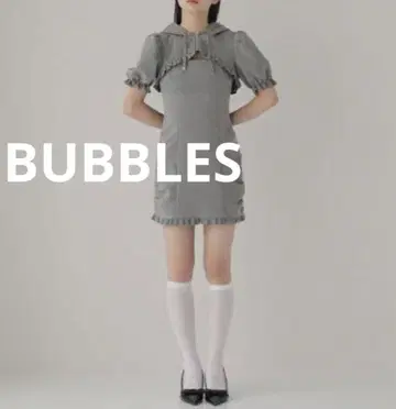 버블스 BUBBLES 퍼프 슬리브 맨투맨 원피스 그레이 F