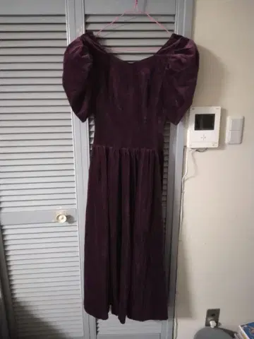 레어 LAURA ASHLEY 로라 애슐리 벨로아 롱 원피스 보라색 퍼플