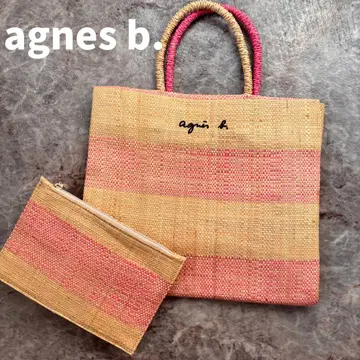 agnes b. 라피아 핸드백 바스켓백 파우치 포함