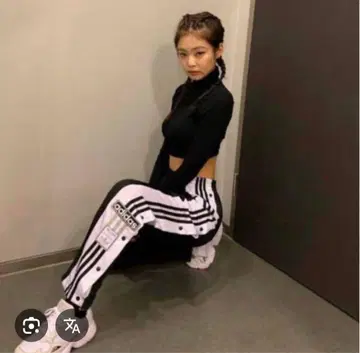 adidas 트랙 팬츠 스냅 버튼 팬츠 L 블랙/화이트