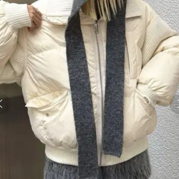 EMODA 도킹 리브 다운 블루종 아이보리