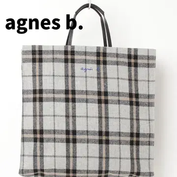 agnes b. 스퀘어 체크 무늬 토트백