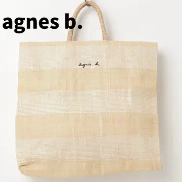 agnes b. 라피아 스트라이프 토트백