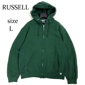 USA 구제 의류 러셀 풀 집업 무지 후드티 후디 그린 L