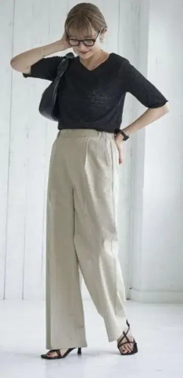 코엔 린넨 혼 턱 이지 팬츠 베이지 L 사이즈