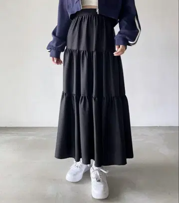 Heather 티어드 롱 스커트 블랙 F