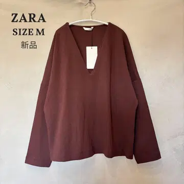 새상품 ZARA 자라 V넥 상의 티셔츠 브라운 M