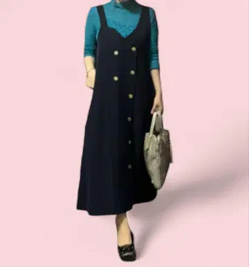 [ 미사용 ] AMERI 2WAY BUTTON DRESS 네이비 M