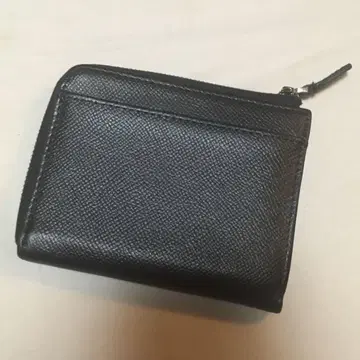 블랙 가죽 접이식 지갑 라운드 지퍼