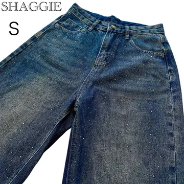SHAGGIE 오로라 큐빅 장식 빈티지 루즈 데님 팬츠 S