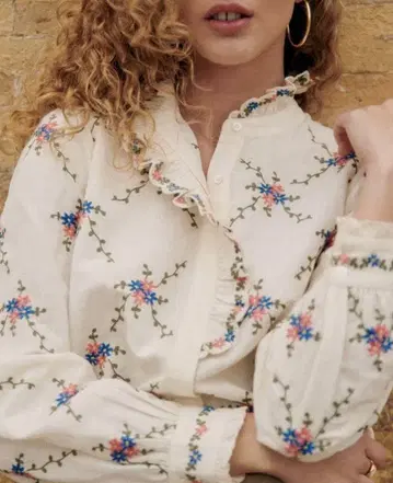 sezane 꽃무늬 자수 긴팔 셔츠