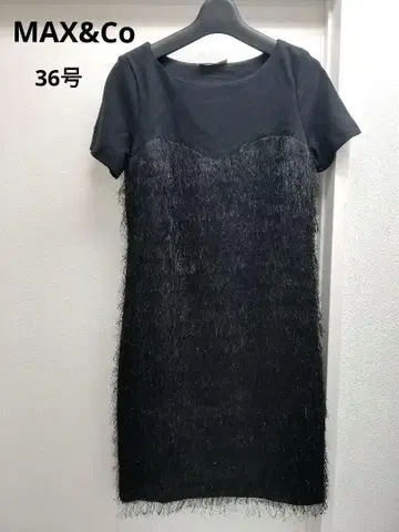 MAX&Co. 블랙 미니 원피스 반팔 프린지