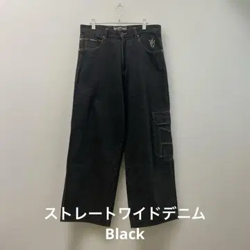 [블랙] 스트레이트 와이드 데님