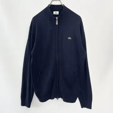 LACOSTE 악어 로고 풀 집업 니트 가디건 네이비