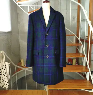 [ equipee ] 울 타탄 체크 체스터 코트