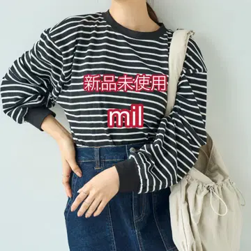 미사용 새상품 [ mil/밀 ] 볼륨 소매 보더 롱T [ 588093 ]