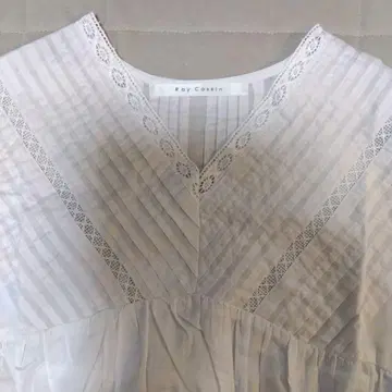 택 포함 새상품 Ray Cassin 5부 소매 레이스 블라우스 화이트