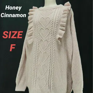 허니시나몬 니트 스웨터 프릴 하트 F