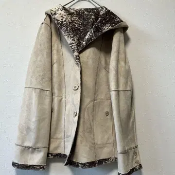 y2k 스웨이드 무스탕풍 코트 자켓 후드 부착 사이키 하라주쿠