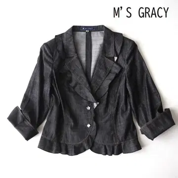 M'S GRACY 엠즈 그레이시 비쥬 버튼 데님 자켓 40