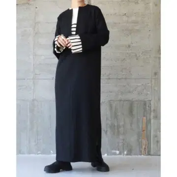 aere 아에레 V넥 원피스 블랙 38 스트레치 슬릿