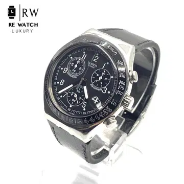 7-3669 Swatch AG 2000 크로노그래프 블랙 가죽 손목시계