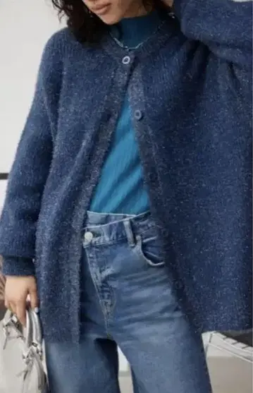 가디건 라메 니트 가디건 여성용