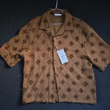 ZARA 브라운 패턴 하와이안 셔츠 M 사이즈