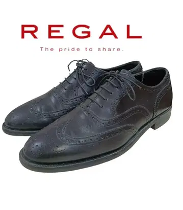 REGAL 블랙 비즈니스 가죽 신발 윙팁