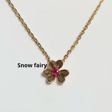 하이퀄리티 미니 플라워 목걸이 루비 핑크 골드 프레바