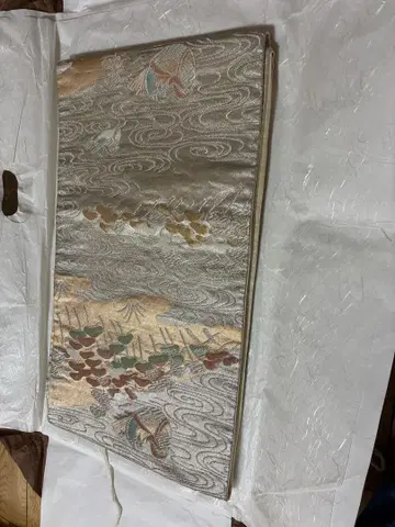 실크제 학과 꽃 자수 오비