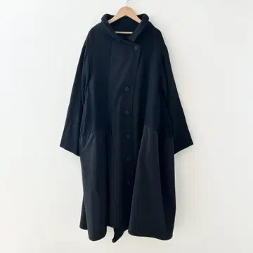 자우 롱 코트 울 코트 블랙 40
