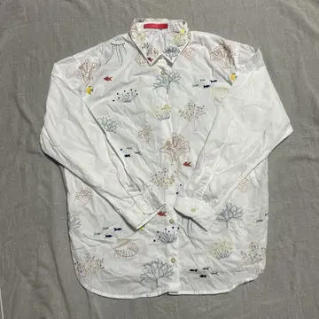 graniph/그라니프 바다 생물 자수 긴팔 셔츠 루즈한 사이즈