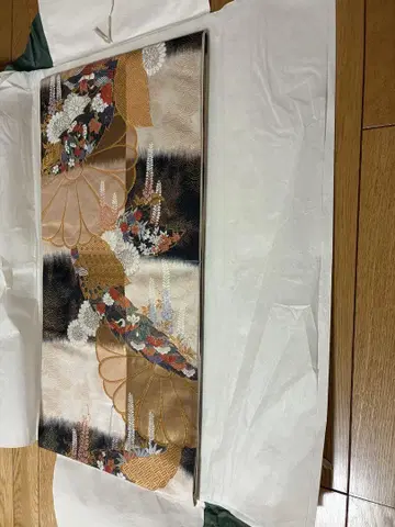 특제 후쿠로 오비 선 부채와 꽃 디자인