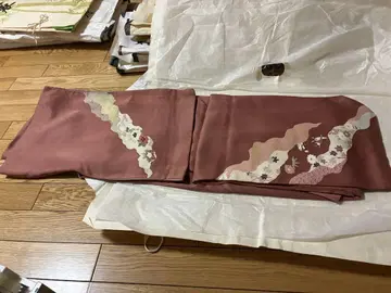 호몬기 적갈색 파도 무늬 꽃무늬 자수