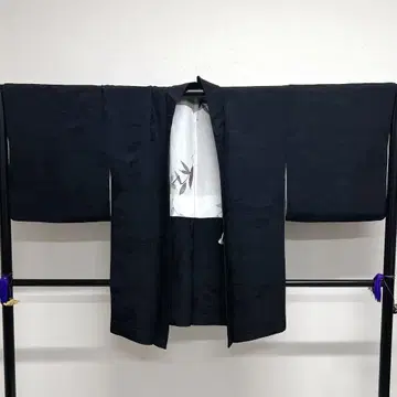 블랙 겉옷 풍경 무늬 소나무 대나무 저택 구름 초롱꽃 기모노 028k