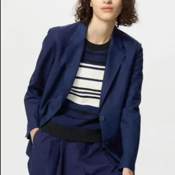 UNIQLO 유니클로 린넨 블렌드 자켓 네이비