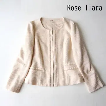 Rose Tiara 로즈 티아라 트위드 노카라 자켓 42 XL