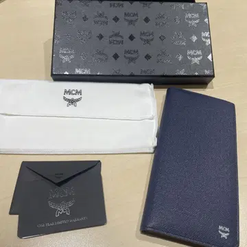 MCM 장지갑 네이비 네이비 컬러 상자, 더스트백 포함