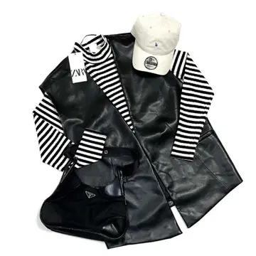 ZARA 인조 가죽 베스트 M 블랙