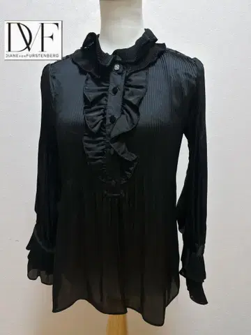 Diane von Furstenberg 블랙 프릴 블라우스