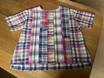 natural laundry 마드라스 체크 패턴 반팔 셔츠 풀오버