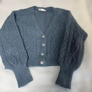 ZARA 라이트 블루 케이블 니트 가디건