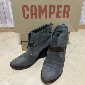 캠퍼 37 CAMPER 그레이 스웨이드 웨지힐 부츠 No.5