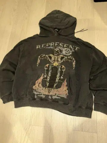 REPRESENT 스켈레톤 프린트 후드티 XL