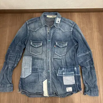 [ 새상품급 ] 블루 사쿠라 데님 셔츠