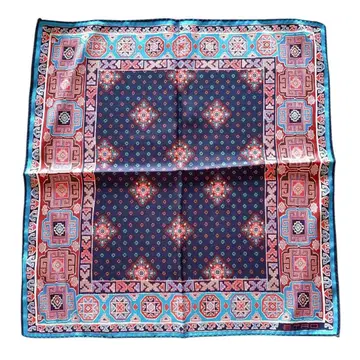 ETRO 에트로 실크 스카프 네이비 레드 미니 스카프 네커치프