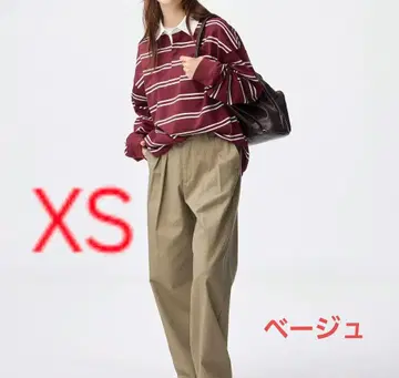 GU 치노 배럴 레그 턱 팬츠 XS 베이지 택 포함 새상품