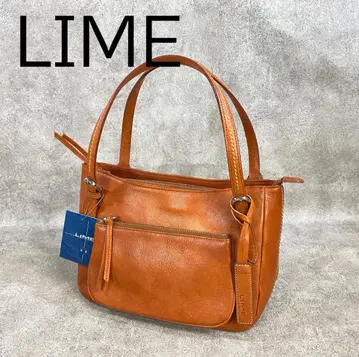[ 미사용 ] 레어템! LIME 라임 일본제 소가죽 토트백 카멜